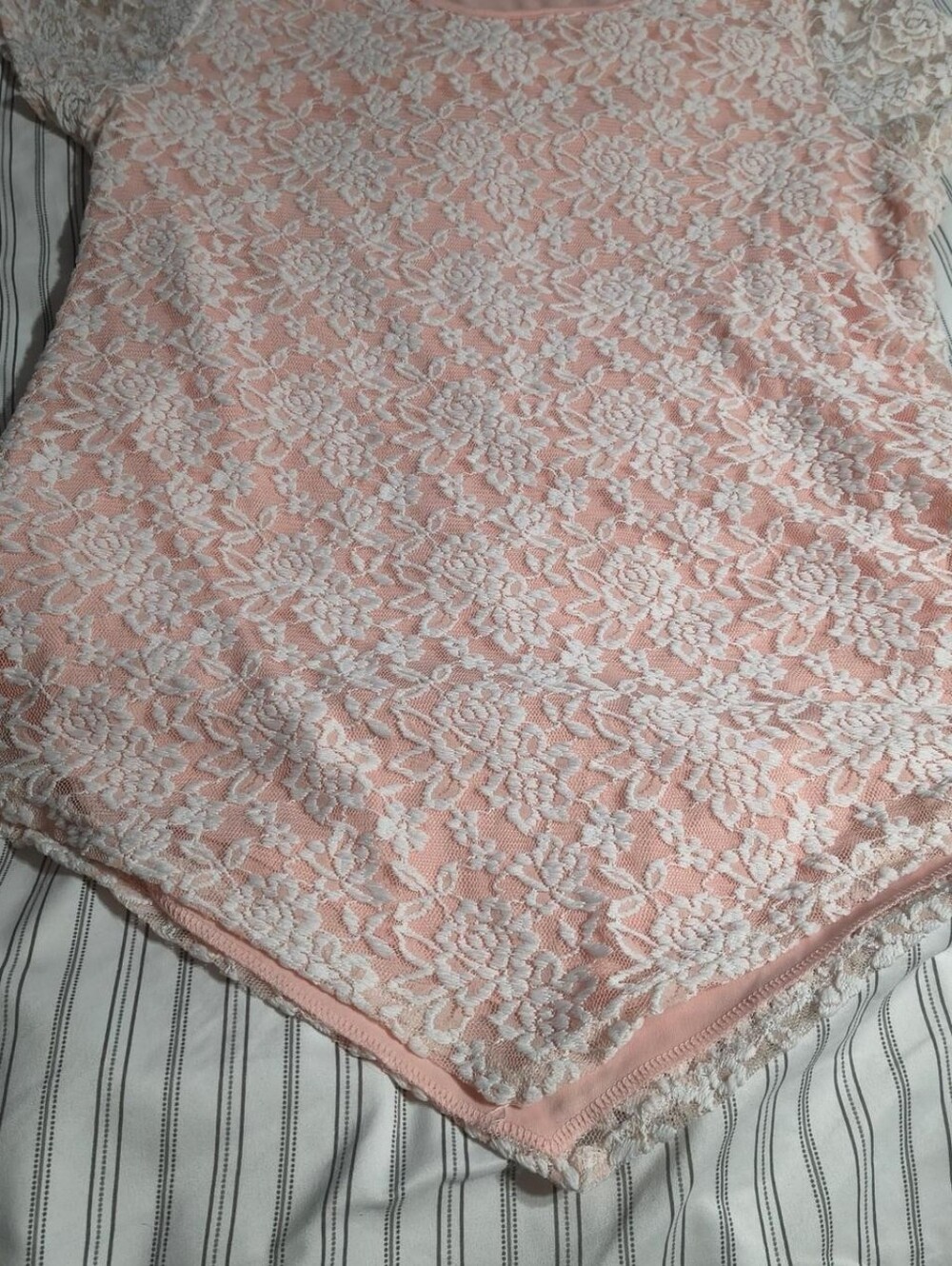 Pink Lace Overlay Top
